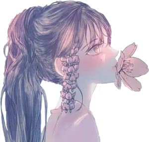 Ethereal Floral Hairstyle Art PNG