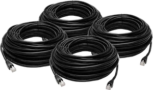 Ethernet Cables Coiled Black PNG image