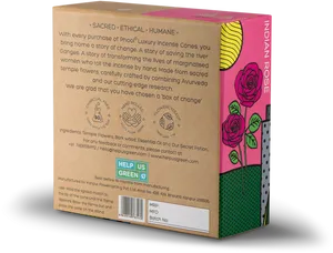 Ethical Luxury Incense Cones Packaging Indian Rose PNG