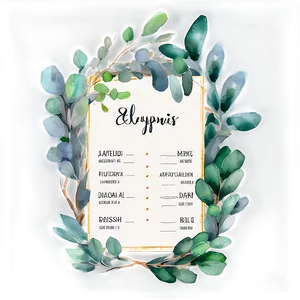 Eucalyptus Watercolor Menu Design PNG 06272024