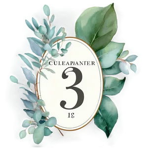 Eucalyptus Watercolor Table Number PNG 06272024