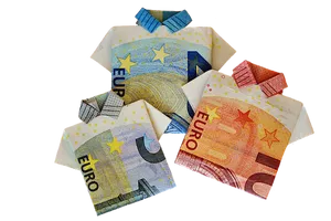 Euro Banknotes Folded Shirts PNG image