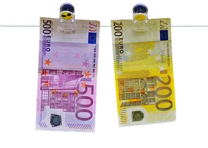 Euro Banknotes Hanging On Line PNG image