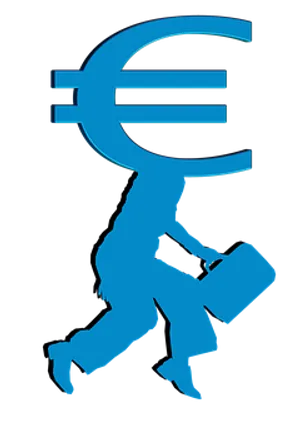 Euro Currency Running Man Silhouette PNG image