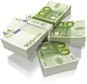 Euro Currency Stacks3 D Render PNG image