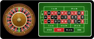 European Roulette Wheeland Table Layout PNG image