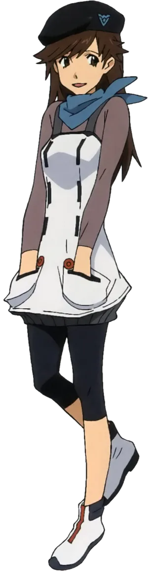 Evangelion Character Misato Katsuragi Standing Pose PNG image