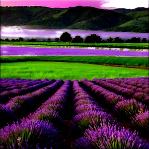 Evening Lavender Field PNG 06132024 PNG