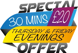 Evening Special Offer30 Mins20 Pounds PNG image