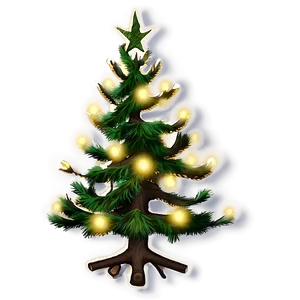 Evergreen Tree With Lights PNG Yie PNG