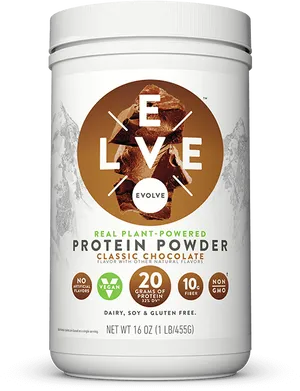 Evolve Plant Based Protein Powder Chocolate PNG image