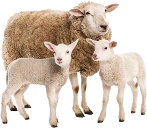 Eweand Lambs Family Portrait PNG image