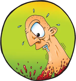 Exaggerated Cartoon Sweating Man PNG image