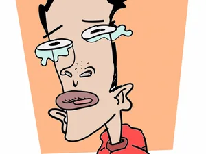 Exaggerated Crying Cartoon Character PNG image