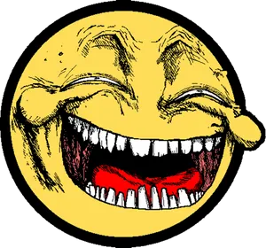 Exaggerated Laughing Face Graphic PNG image
