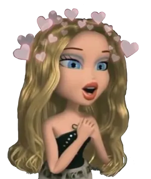Excited Bratz Doll With Hearts PNG image