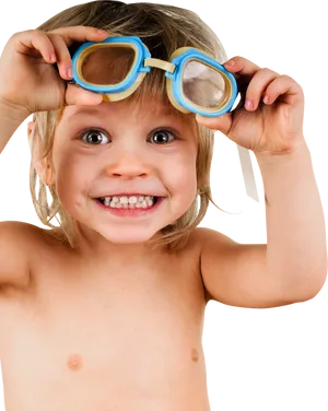 Excited Child With Swim Goggles PNG image