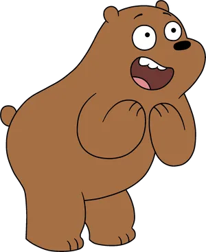 Excited Grizzly Bear Cartoon PNG image