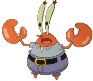 Excited Mr Krabs Cartoon Character PNG image