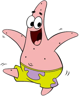 Excited Patrick Star Cartoon PNG image