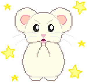 Excited Pixel Mouse Surroundedby Stars PNG image