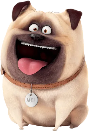 Excited Pug Cartoon Character PNG image