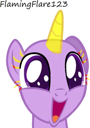 Excited Purple Unicorn Cartoon PNG image