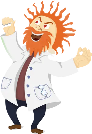 Excited Scientist Cartoon Character PNG image