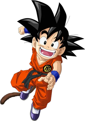Excited Young Goku Illustration PNG image