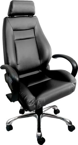 Executive Black Leather Office Chair PNG image