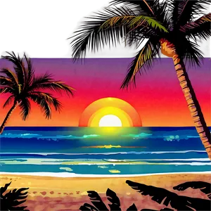 Exotic Beach Sunset Picture PNG 79