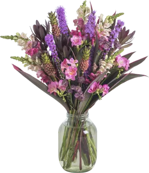 Exotic Purple Floral Arrangement PNG image