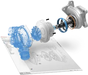 Exploded View Car Turbocharger Design