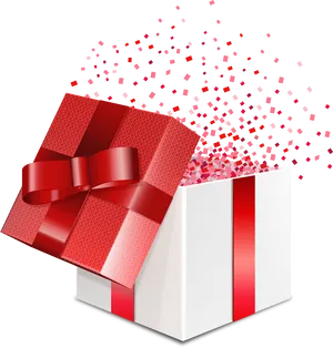 Exploding Red Gift Box Celebration PNG image