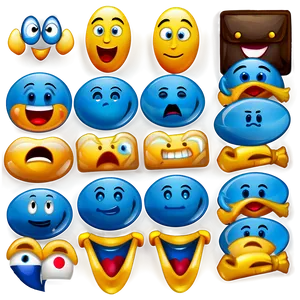 Expressive Blue Emojis Png Pack Vfy PNG image