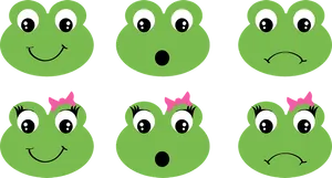 Expressive Cartoon Frog Faces