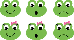 Expressive Cartoon Frog Faces PNG image