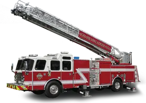 Extended Ladder Fire Truck Isolated PNG image