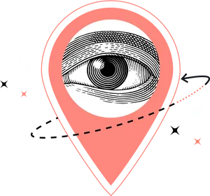 Eye In Location Pin Graphic PNG image