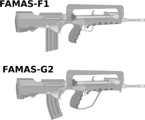 F A M A S F1vs F A M A S G2 Rifle Comparison PNG image