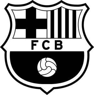 F C Barcelona Logo Blackand White PNG image