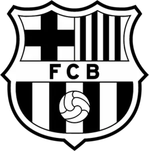 F C Barcelona Logo Blackand White PNG image