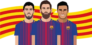 F C Barcelona Players Illustration PNG image