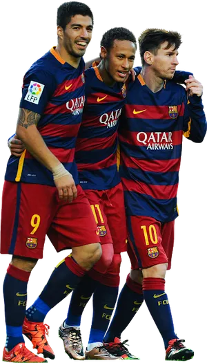 F C Barcelona Trio Celebration PNG image