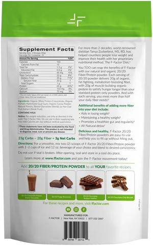 F Factor Protein Powder Supplement Facts PNG image