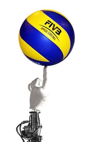 F I V B Volleyball Balancingon Robot Finger.jpg PNG image