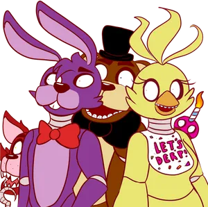 F N A F_ Animated_ Characters_ Group PNG image