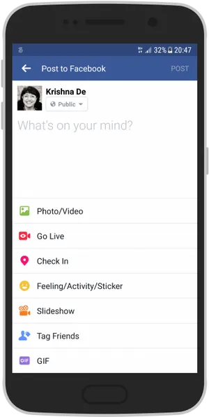 Facebook Live Option Smartphone Screen PNG image