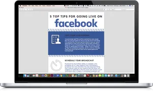 Facebook Live Streaming Tipson Laptop Screen PNG image