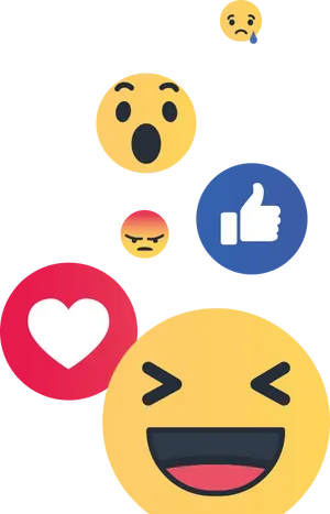 Facebook Reactions Emojis Floating PNG image